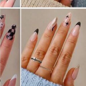 Stylish Black and Nude Nail Art Set